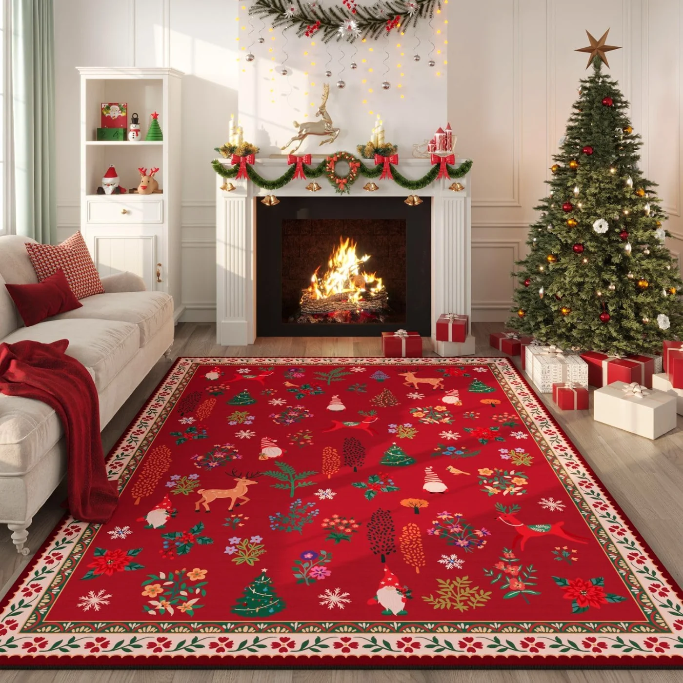 Boho Vintage Area Rug, Red 8' × 10'