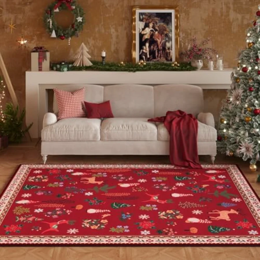 Boho Vintage Area Rug, Red 8' × 10', view 3